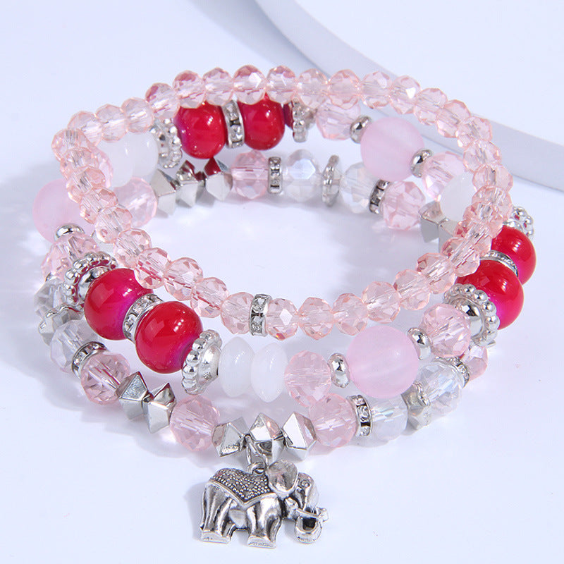 Aleación de vidrio de vidrio al por mayor pulsera colgante de elefante pequeño